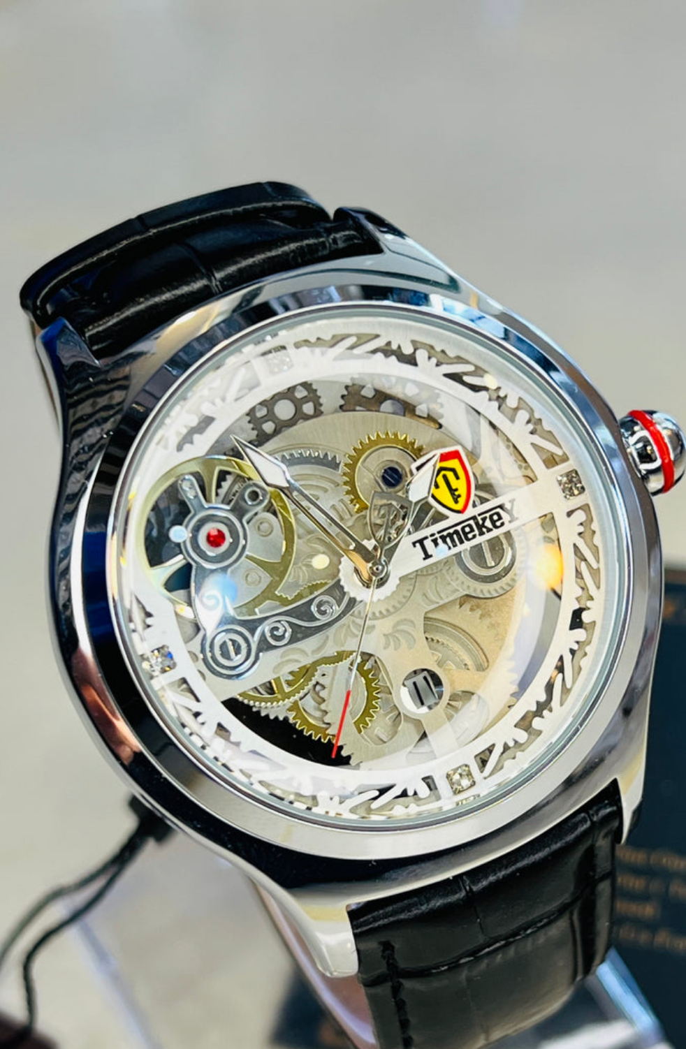Timekey Black Strap Ballon Skeleton Dial Watch