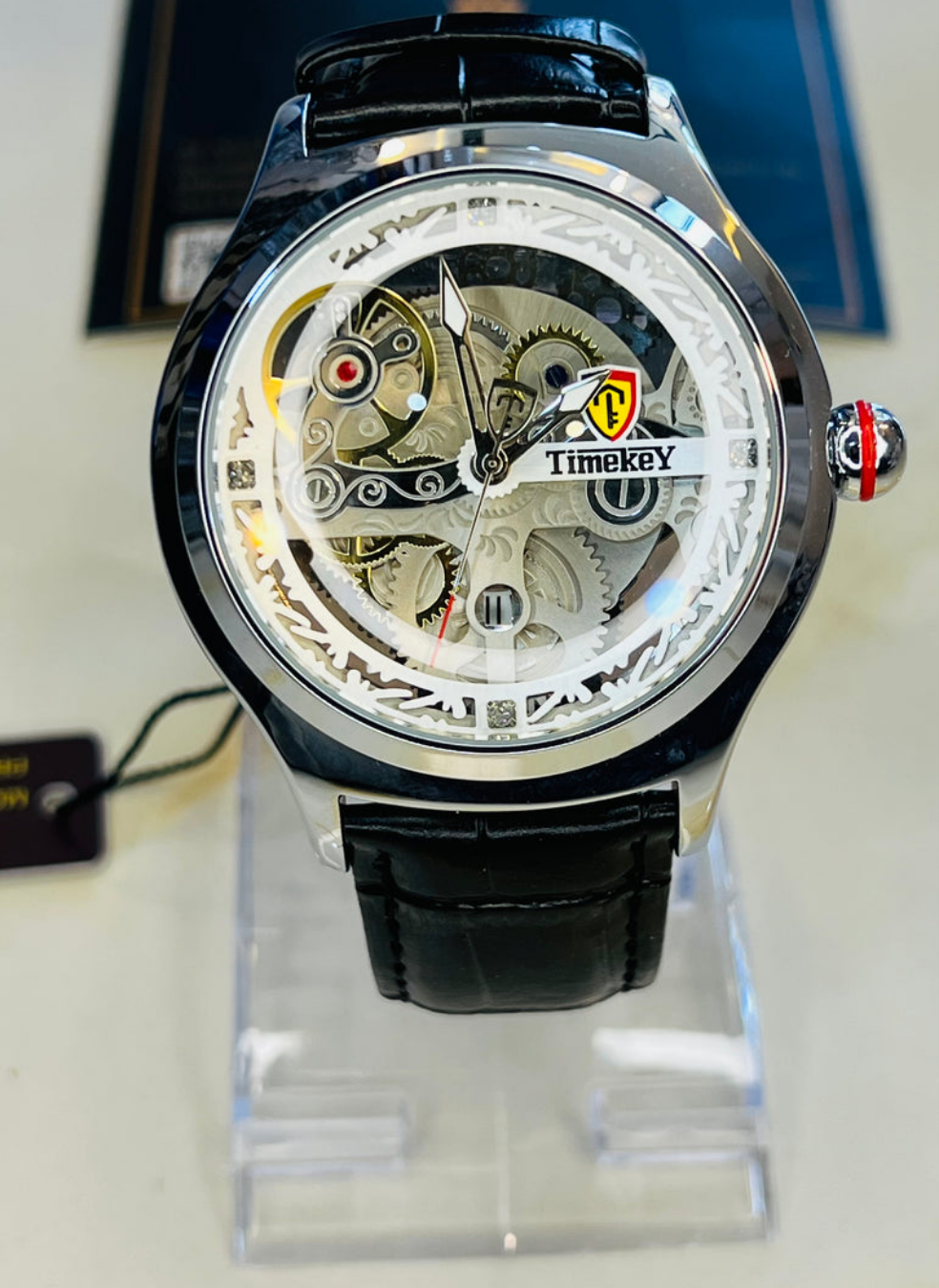 Timekey Black Strap Ballon Skeleton Dial Watch