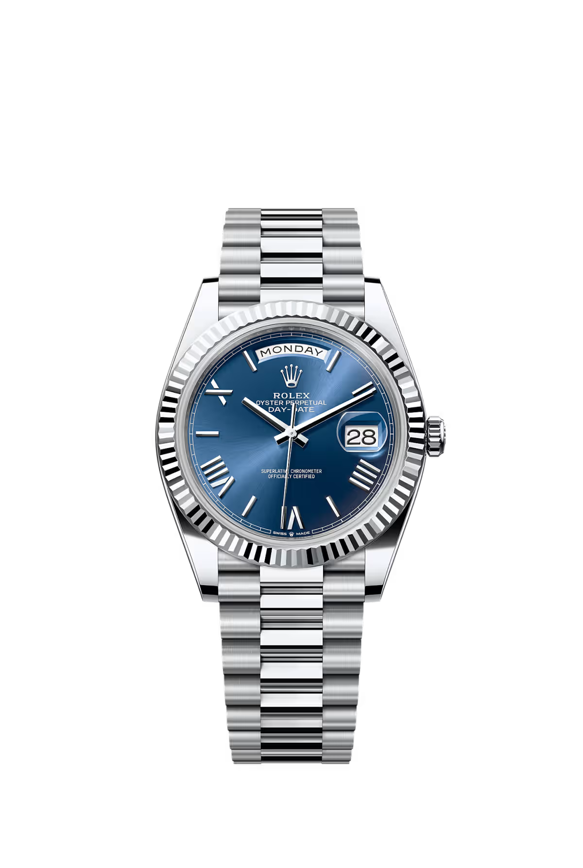Day-Date 40 — Platinum | Bright Blue Dial
