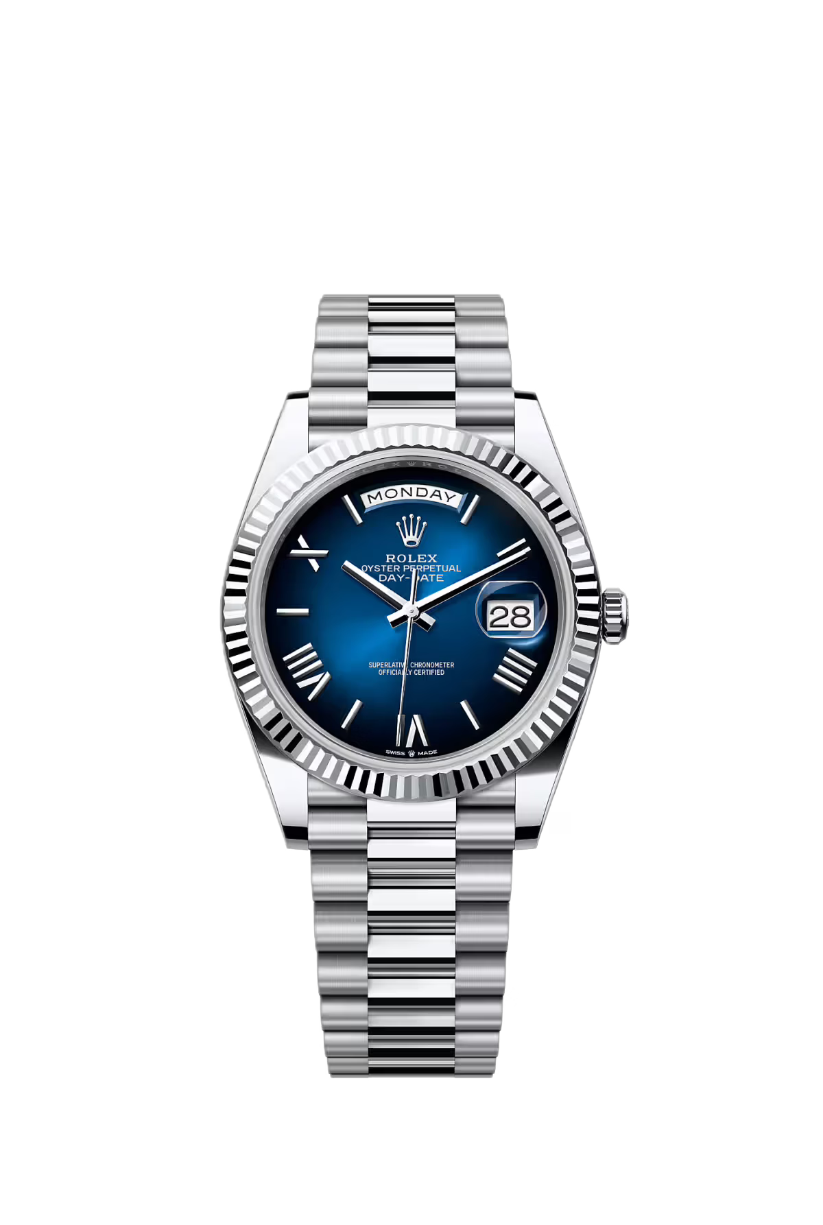 Day-Date 40 Platinum — Blue Ombre Dial